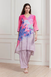 Pink Floral Printed Kurta Set