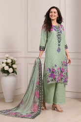 Mint Green Floral Printed Suit Set