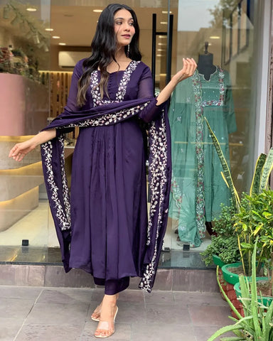 Cotton Super Dying Kurta With Beautiful Embroidery Work & Cotton Pant With Dupatta