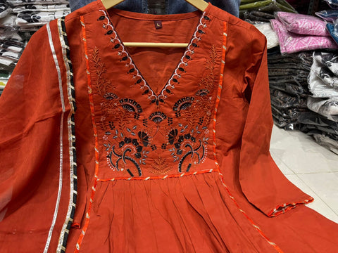 Black Embroidered Anarkali Kurta Set with Dupatta