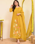 Graceful Mustard Yellow Embroidered Anarkali Kurta Set