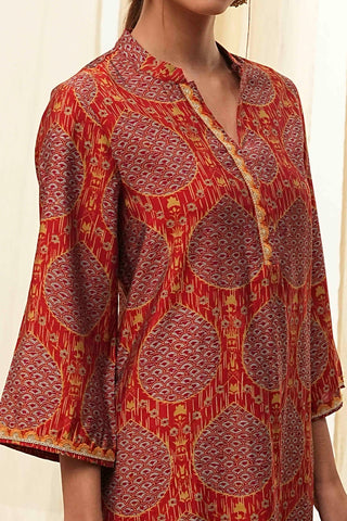 Rust Red Printed Kurta Set