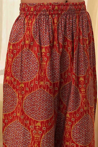 Rust Red Printed Kurta Set