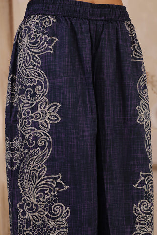 Navy Blue Printed Kurta & Pant Set