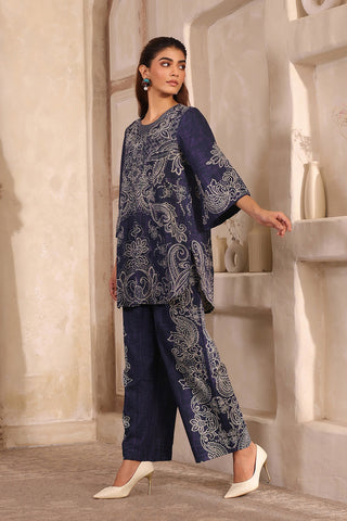 Navy Blue Printed Kurta & Pant Set