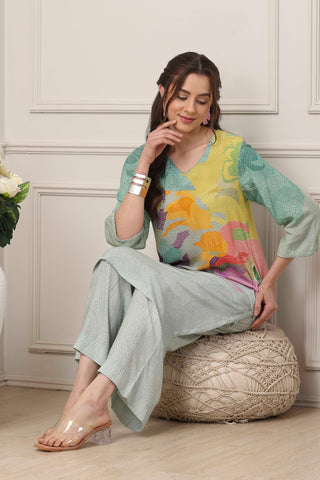 Pastel Floral Printed Kurta Set