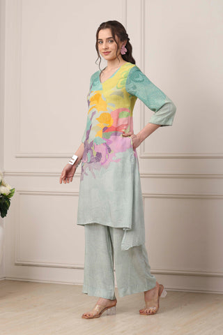 Pastel Floral Printed Kurta Set