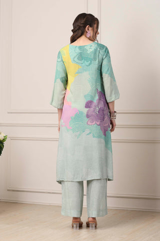 Pastel Floral Printed Kurta Set