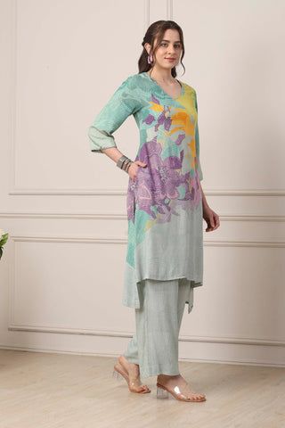 Pastel Floral Printed Kurta Set