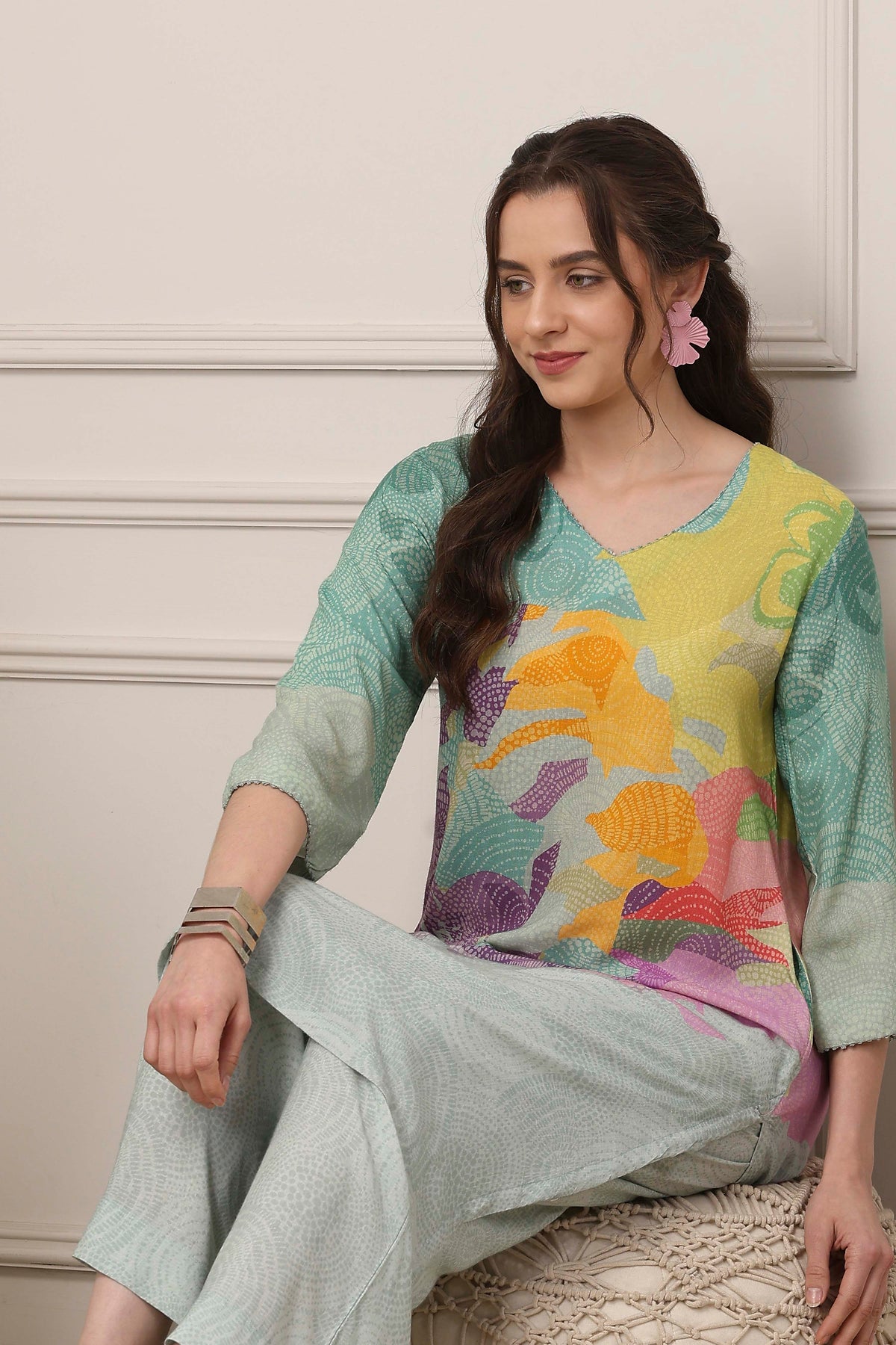 Pastel Floral Printed Kurta Set