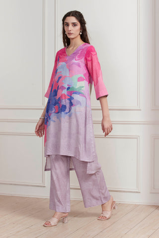 Pink Floral Printed Kurta Set