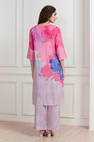 Pink Floral Printed Kurta Set