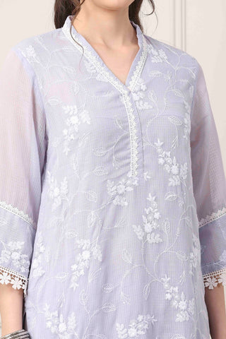 Lavender Embroidered Suit Set with Dupatta