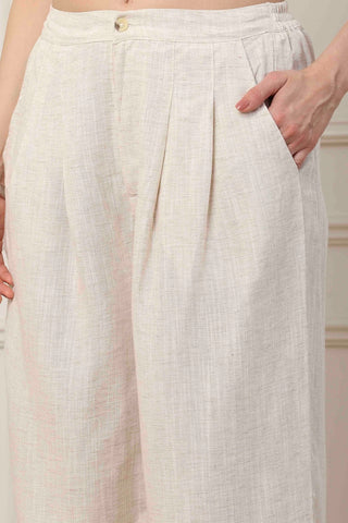 Ivory Embroidered Waistcoat & Wide-Leg Trousers Set