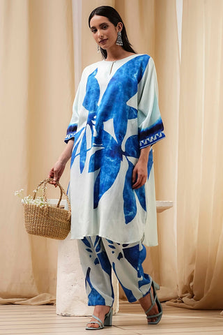 Blue Abstract Printed Kurta Set