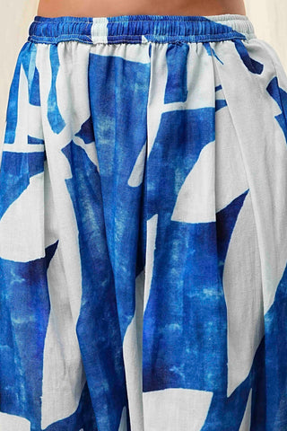 Blue Abstract Printed Kurta Set