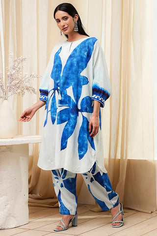 Blue Abstract Printed Kurta Set